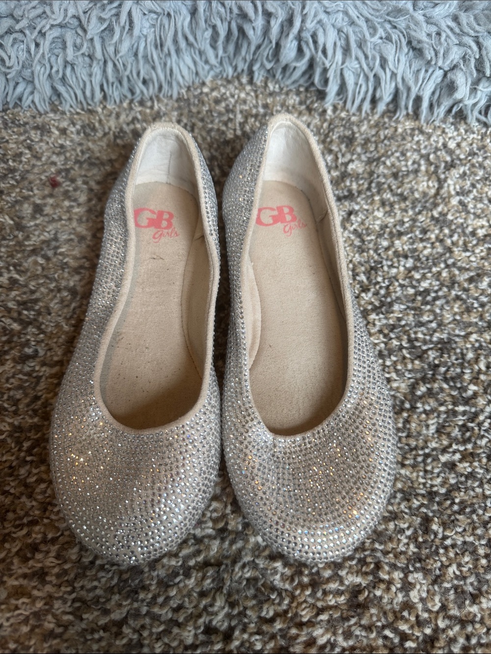 GB girls Rhinestone Ballet Flats in Champagne Sparkle